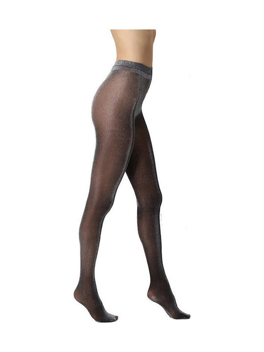 40 den καλσόν μαύρο με ασημί γκλιτερ - Nadia Lingerie