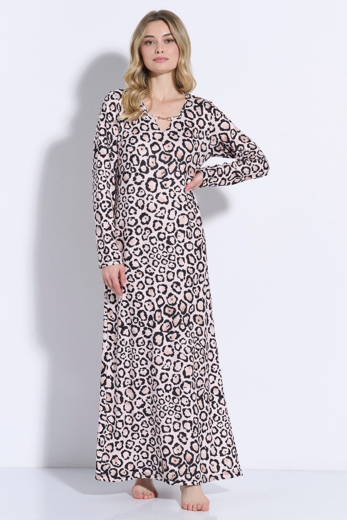 Jeanette maxi φόρεμα λεοπαρ - Nadia Lingerie