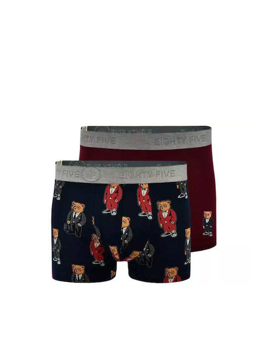 John Frank Ανδρικά Μποξεράκια Μπορντό-μπλε 2Pack - Nadia Lingerie