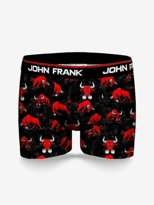 John Frank Bulls Ανδρικό Μποξεράκι Μαύρο με Σχέδια - Nadia Lingerie