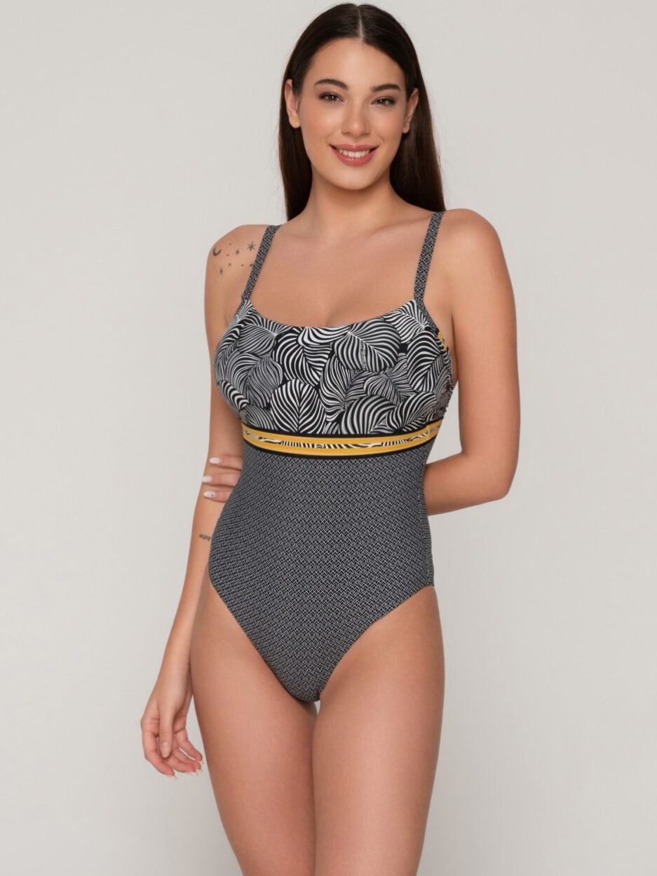 Ολόσωμο μαγιό με ασπρόμαυρα σχέδια - Nadia Lingerie