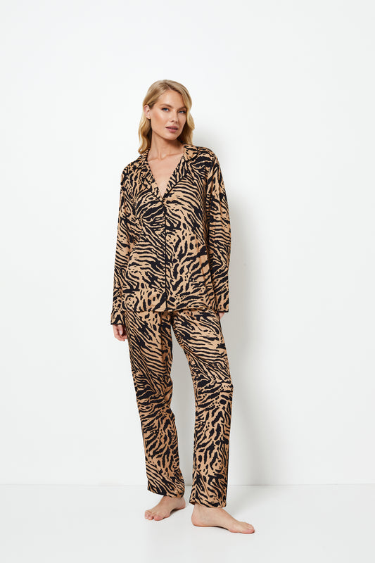 ΠΥΤΖΑΜΑ SHANI ΤΗΣ ARUELLE - 100% VISCOSE -  ΚΟΥΜΠΩΤΗ ΜΕ ANIMAL PRINT - Nadia Lingerie