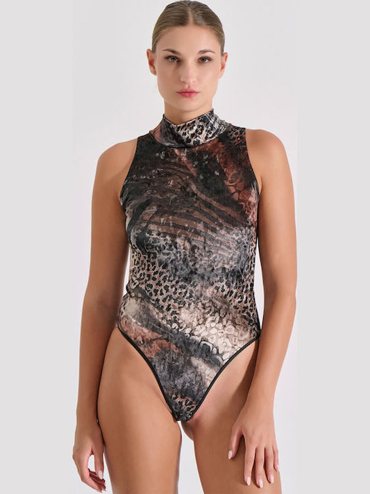 Βελούδινο κορμάκι animal printed - Nadia Lingerie