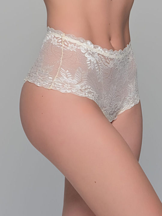 Ψηλόμεσο brazilian σλιπ ιβουαρ Milena - Nadia Lingerie