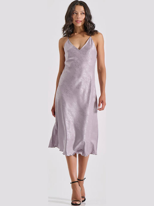 Maxi σατέν νυχτικό και string Milena - Nadia Lingerie