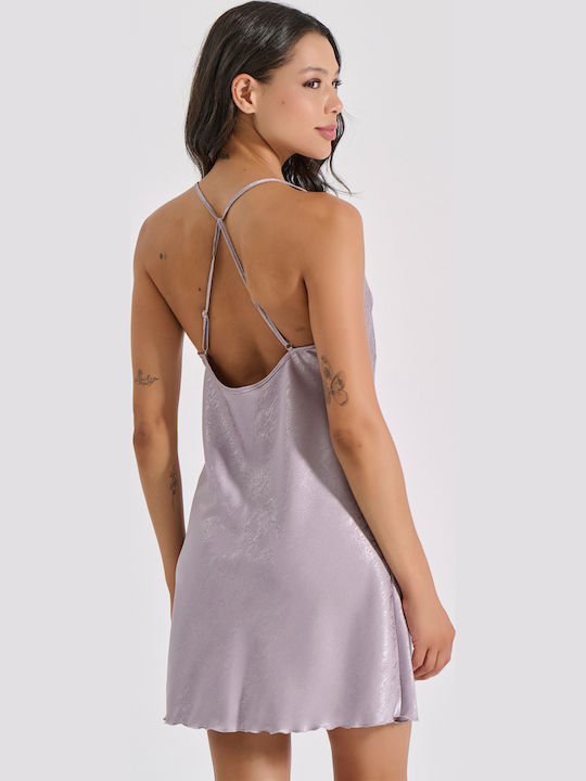 Σατέν νυχτικό και string Milena - Nadia Lingerie