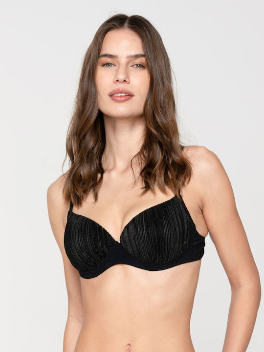 Μπαλκονε μαύρο μπικίνι τοπ Luna Splendida Cup D - Nadia Lingerie