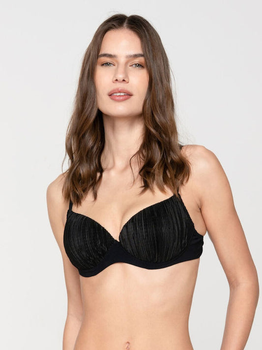 Μπαλκονε μαύρο μπικίνι τοπ Luna Splendida Cup D - Nadia Lingerie
