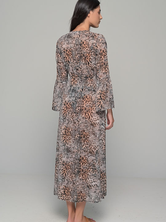 Snake print μακρύ καφτανι Milena - Nadia Lingerie